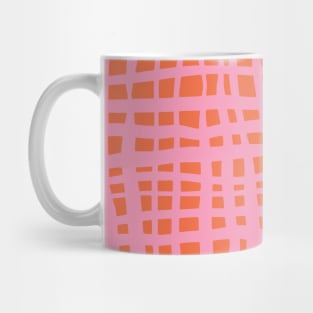 Retro grid pattern - orange and pink Mug